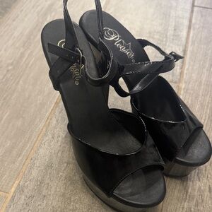 Pleaser Glossy Black Platform Heels
